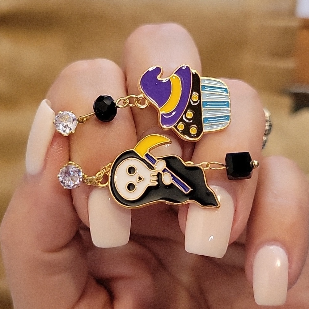 Skeleton Grim Reaper Halloween Cupcake Earrings, 925 posts